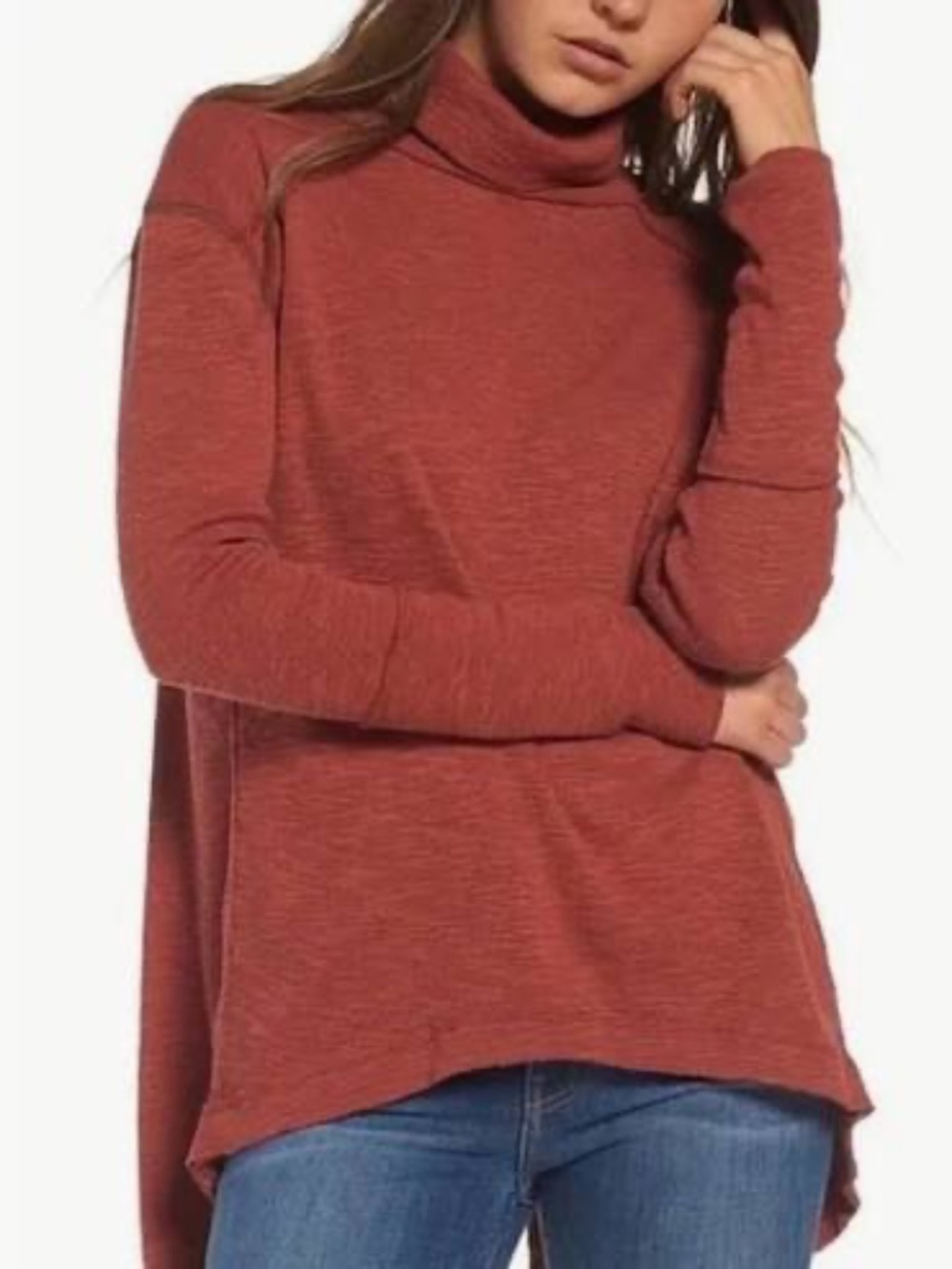 We the Free Women's Split Back Marled Turtleneck‎ Knit Top Size XS